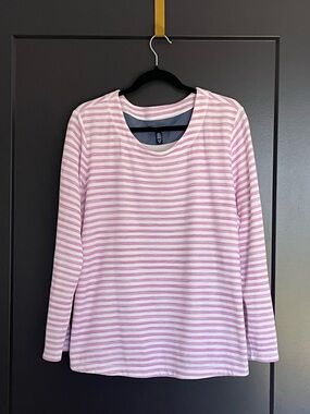 Izod Pink and White Striped Long Sleeve Shirt